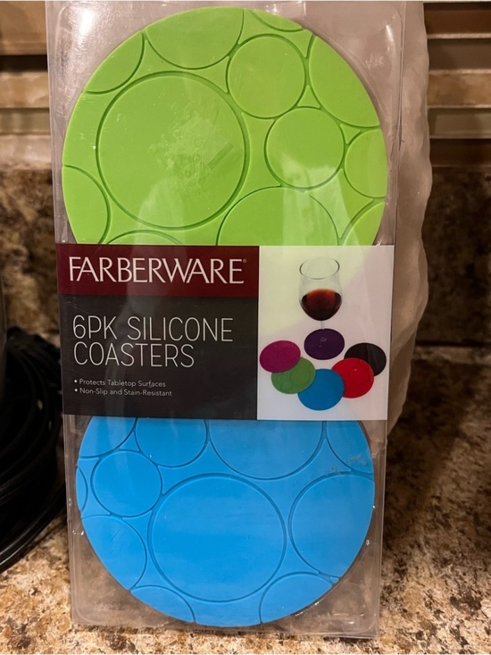 Farberware Colorful  Silicone Coaster Set 6 Pack